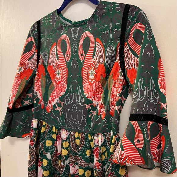 Camino Couture maxi dress green flamingo sz 6 / UK10 - Picture 8 of 14